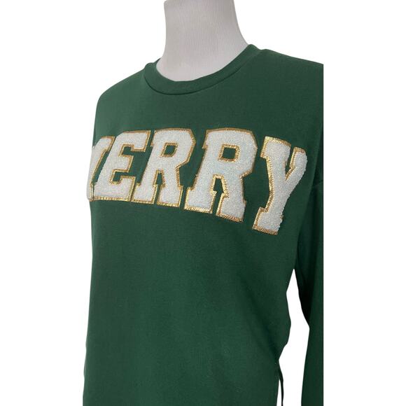 Royce Brand Merry Boucle Womens Sweatshirt Green Christmas Holiday Festive Sz M - Picture 4 of 9